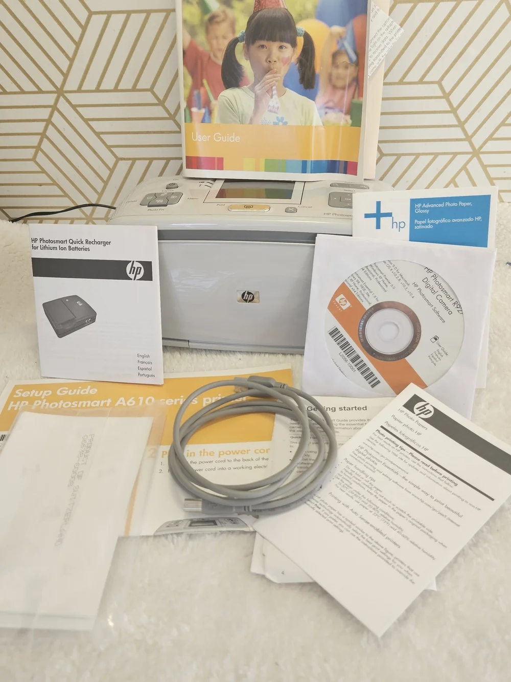HP Photosmart A616 Compact Photo Printer - White and Gray
